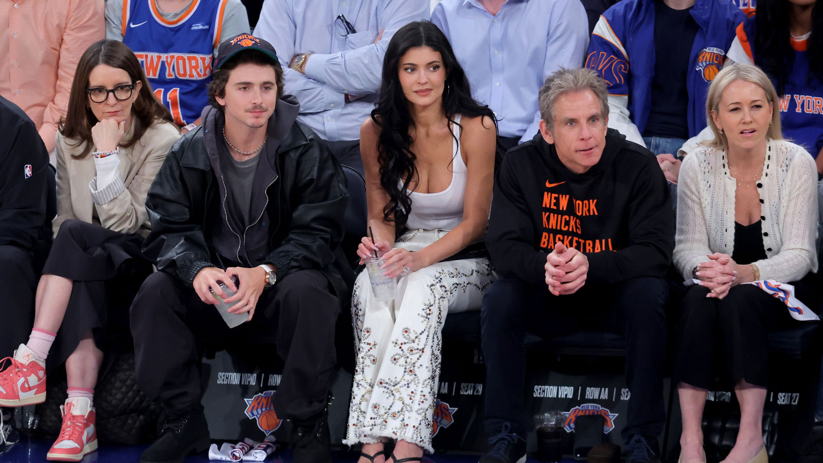 Tina Fey Timothee Chalamet Manspreading Knicks New Heights